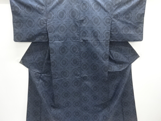 JAPANESE KIMONO / SILK / DORO OSHIMA TSUMUGI / WOVEN FLORAL CREST